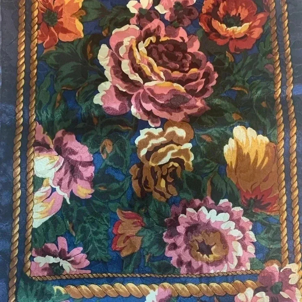 Vintage floral print silk scarf